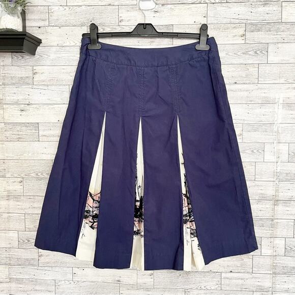 MERONA Blue & White A Line Panel Skirt With Ship Pattern Detail, 4 - Picture 7 of 12